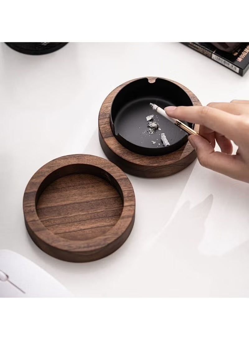 Hoasis 3 Slot Portable Wooden Ashtray with Lid – Stainless Steel Liner, Windproof Durable Ash Tray for Indoor & Outdoor Use, Home Office Decoration - Image 5